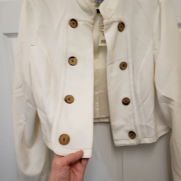Kenzie, NWT, cropped military style cream color open jacket cardigan, 14 - Picture 6 of 16